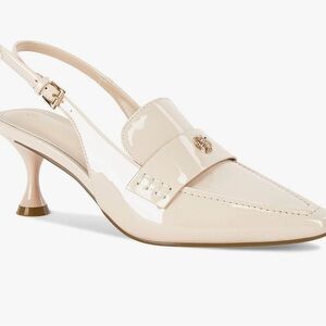Elegant Cream Slingback Women's shoes with Kitten Heel